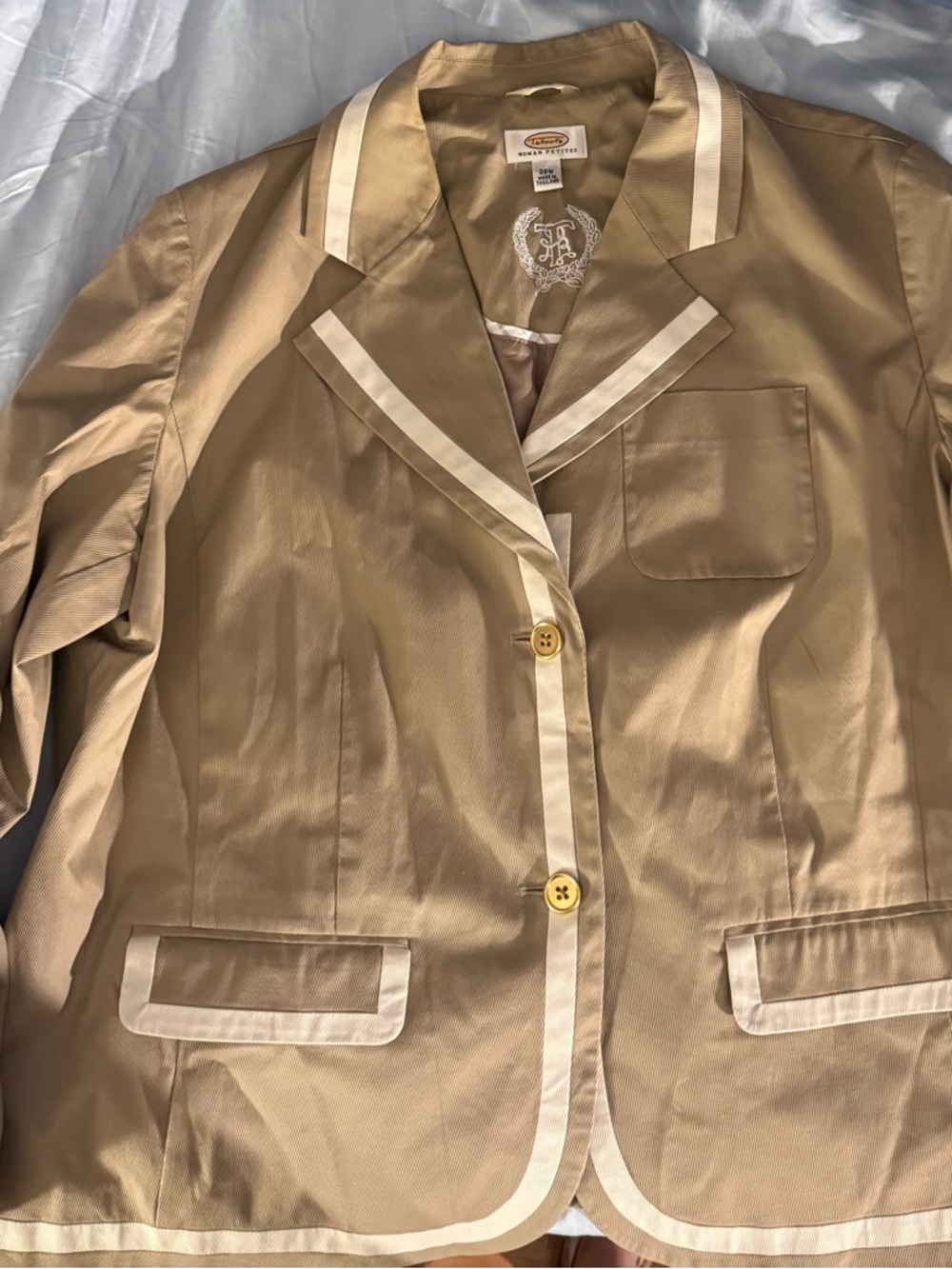 Talbots Tan Blazer with Cream Trim